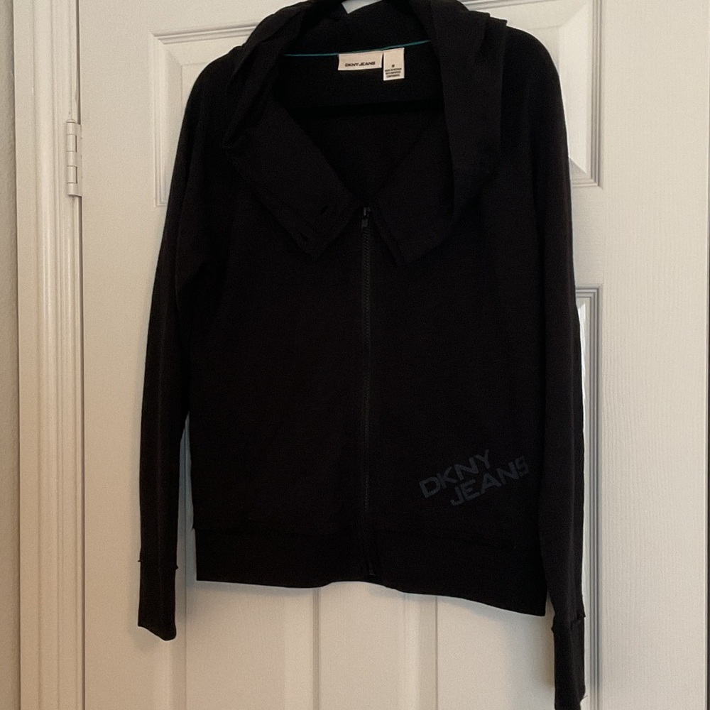 DKNY Black Hoodie with Teal Stitching